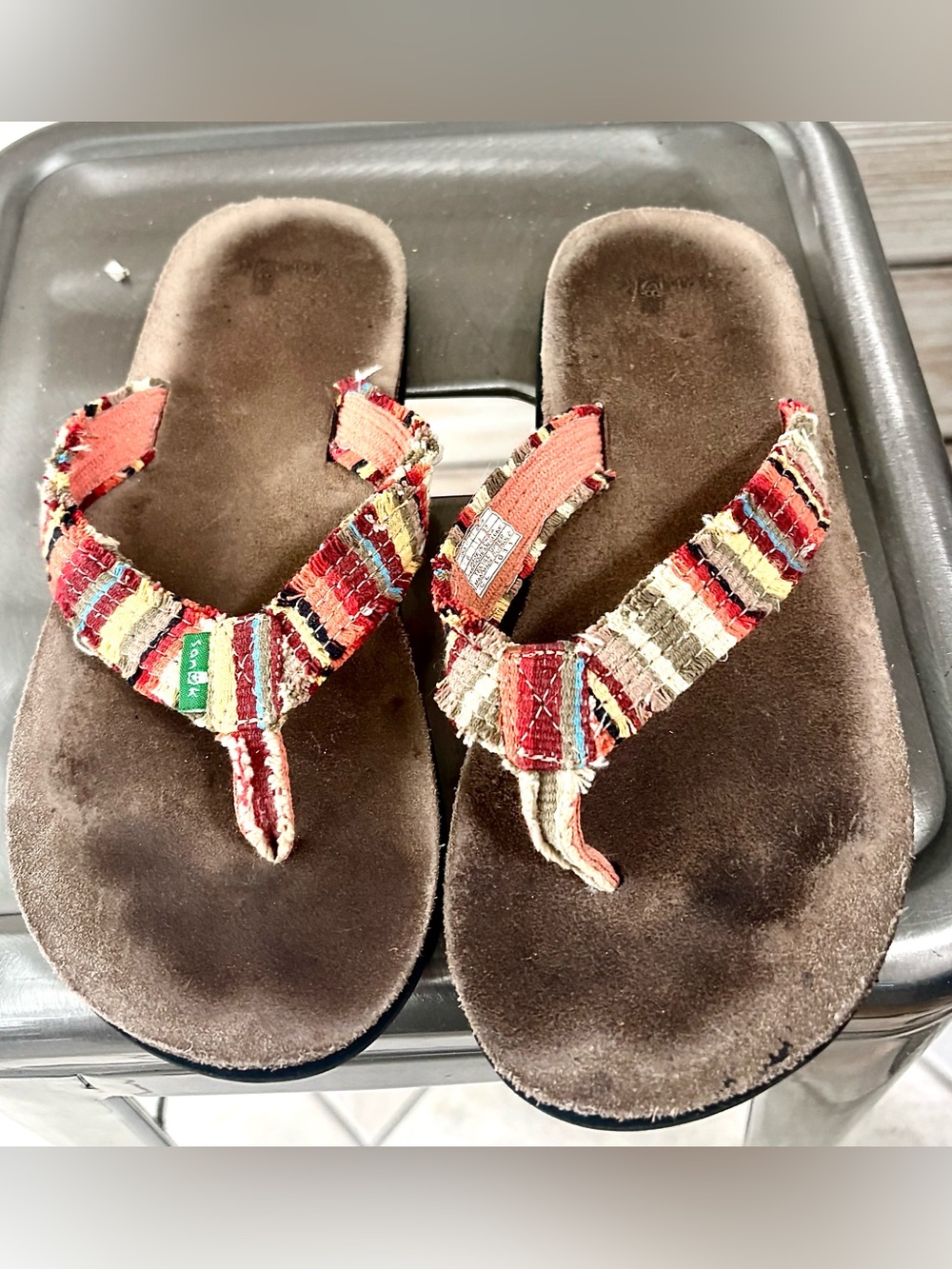 Sanuk Multicolor Woven Strap Flip-Flop Sandals - Size 6